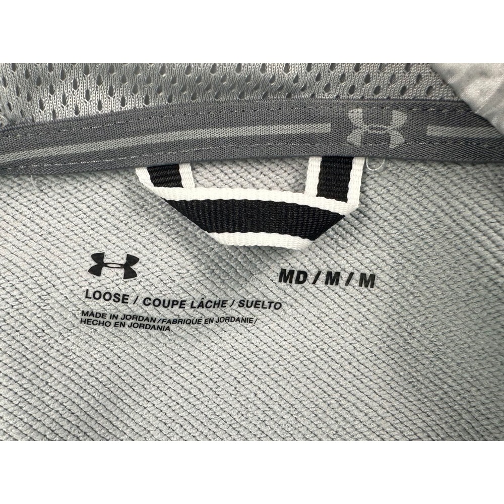 Under Armour Mens MD M Loose‎ Gray Short Sleeve Quarter Zip Hooded Pullover - Picture 4 of 6